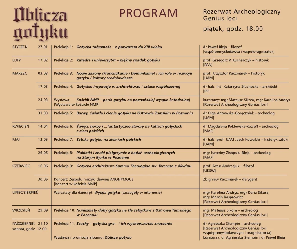 Oblicza Gotyku Program