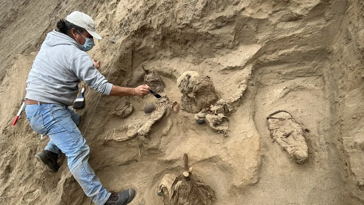 Archeolog Carlos Escobar w trakcie eksploracji, Cerro Colorado. Fot. L. Majchrzak