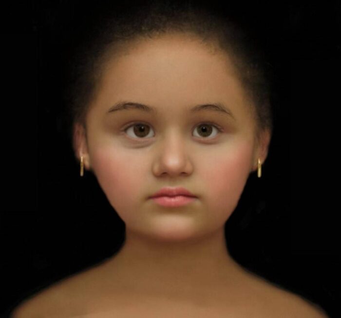 Rekonstrukcja twarzy dziecka z Hawary w wersji kolorowej