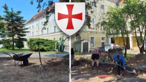 Co kryje dziedziniec w dawnej komandorii templariuszy w Oleśnicy Małej?