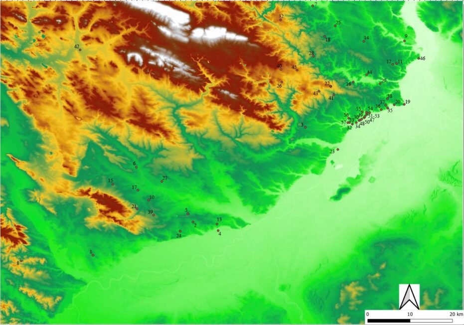 Rozmieszczenie znanych stanowisk kultury złockiej (oprac. W. Rajpold – podkład geoportal)
